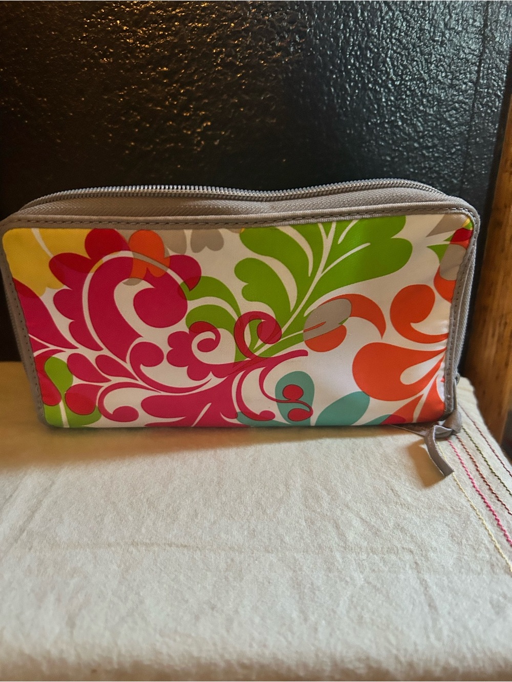 thirty-one Floral Zip Wallet in Pink, Green & Orange